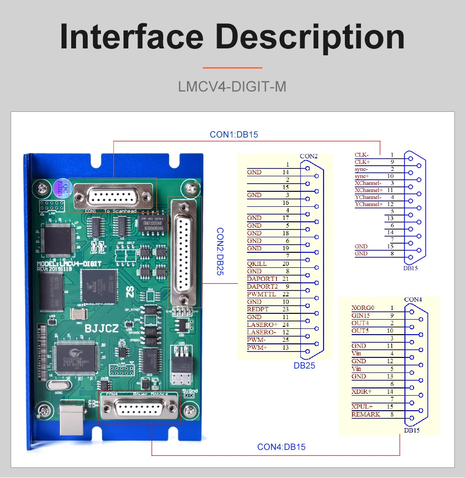 Startnow Laser Marking Machine Controller Card Jcz Control Board Ezcard System Lmcv4-Digit-M Fbli-B-LV4 Fiber CO2 UV Digit Card