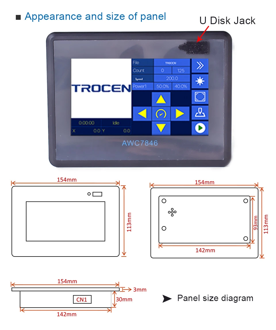 Trocen Anywells Awc7846 Laser Machine Controller Upgraded Awc708c Plus Motherboard for CO2 Laser Cutting Board Control System